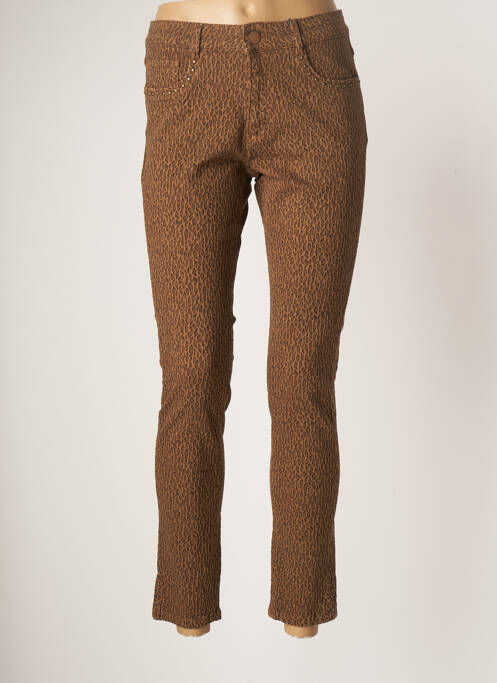 Pantalon 7/8 taille haute taille haute marron PARA MI femme
