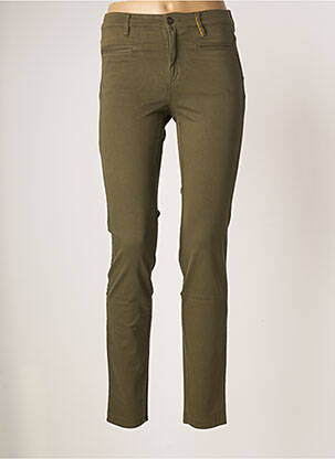 Pantalon slim tissage popeline taille normale vert COUTURIST femme