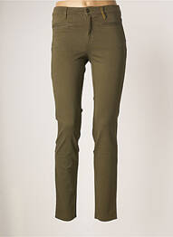 Pantalon slim tissage popeline taille normale vert COUTURIST femme