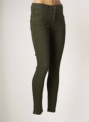Pantalon slim skinny taille normale vert PARA MI femme