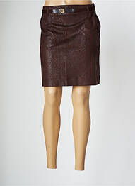 Jupe courte fermeture zip latéral marron LO! LES FILLES femme