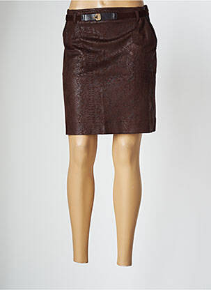 Jupe courte fermeture zip latéral marron LO! LES FILLES femme