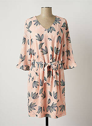 Robe mi-longue imprimé fleurs manches 3/4 rose DIANE LAURY femme