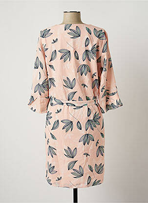 Robe mi-longue imprimé fleurs manches 3/4 rose DIANE LAURY femme