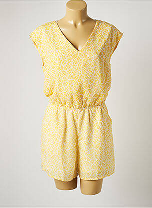 Combishort fermeture boutonnée au dos manches courtes jaune NINA KALIO femme
