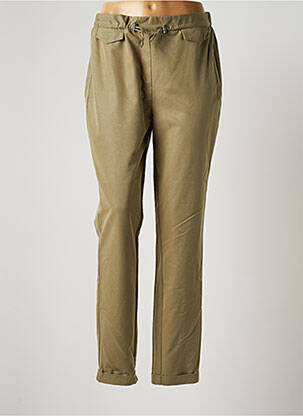 Pantalon droit tissage popeline taille normale vert JULIE GUERLANDE femme