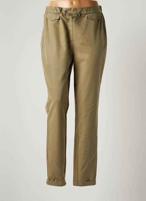 Pantalon droit tissage popeline taille normale vert JULIE GUERLANDE femme