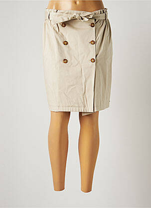Jupe mi-longue coupe droite beige JULIE GUERLANDE femme