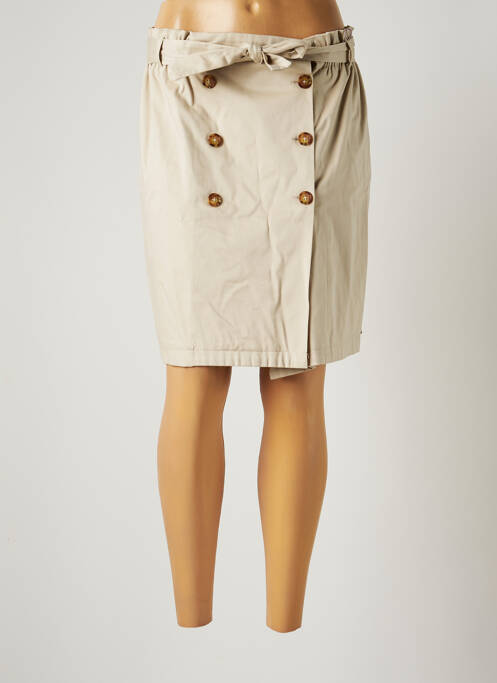 Jupe mi-longue coupe droite beige JULIE GUERLANDE femme