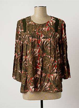 Blouse col rond manches 3/4 vert NINA KALIO femme