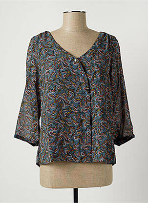 Chemisier imprimé fleurs manches 3/4 bleu VILA femme