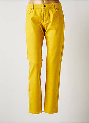 Pantalon droit stretch taille normale jaune ONE STEP femme