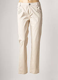 Pantalon slim tissage popeline taille normale beige FRED SABATIER femme