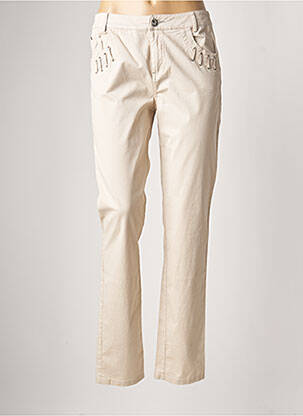 Pantalon slim tissage popeline taille normale beige FRED SABATIER femme