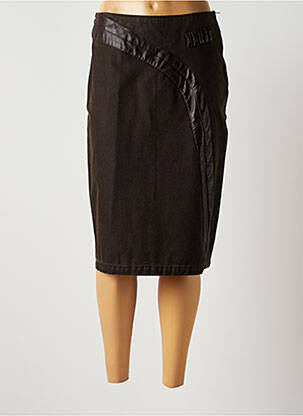 Jupe mi-longue fermeture zip latéral marron DE LA VEGA femme