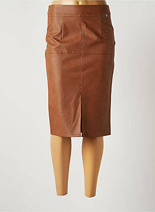 Jupe mi-longue taille à pinces marron RINASCIMENTO femme