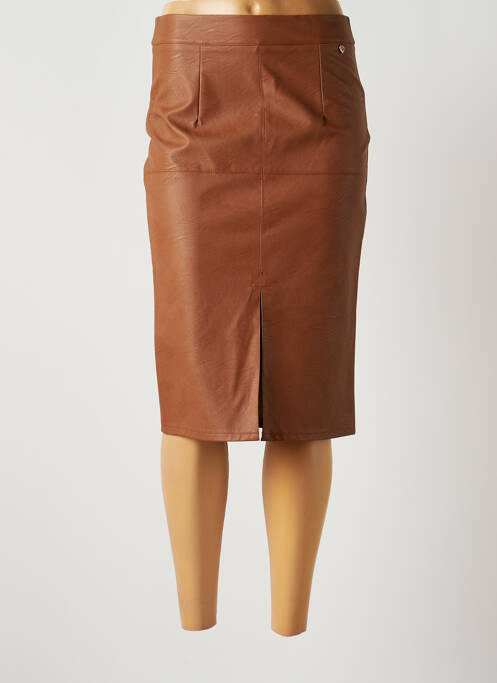 Jupe mi-longue taille à pinces marron RINASCIMENTO femme