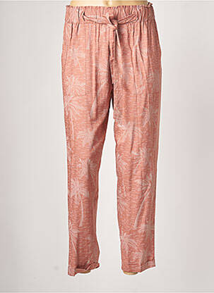 Pantalon droit tissage popeline taille normale rose GEISHA femme