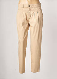 Pantalon 7/8 tissage popeline taille normale beige GEISHA femme