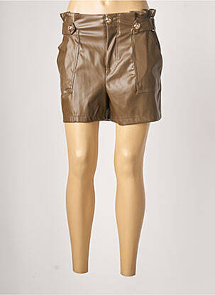 Short fermeture zippée sous rabat boutonné taille normale marron JUS D'ORANGE femme