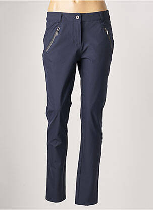 Pantalon chino fermeture zippée sous rabat boutonné taille normale bleu FRANSA femme