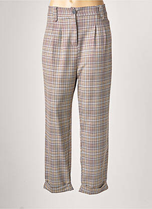 Pantalon droit fermeture zippée sous rabat boutonné taille normale beige RINASCIMENTO femme