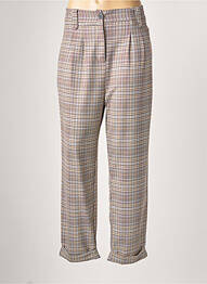 Pantalon droit fermeture zippée sous rabat boutonné taille normale beige RINASCIMENTO femme