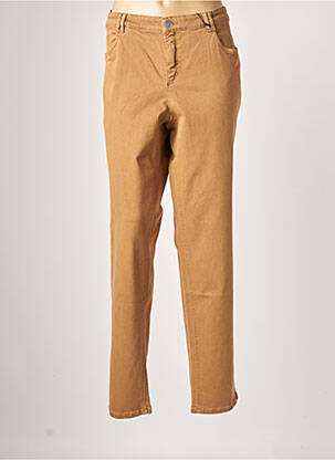 Pantalon chino fermeture zippée sous rabat boutonné taille normale marron STARK femme