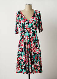 Robe mi-longue imprimé fleurs manches courtes noir LONKEL femme