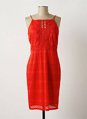 Robe mi-longue fermeture zippée au dos fines bretelles orange JUS D'ORANGE femme