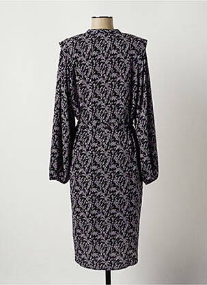 Robe mi-longue coupe fluide manches longues noir GEISHA femme