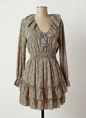 Robe courte coupe évasée manches longues beige CHERRY PARIS femme