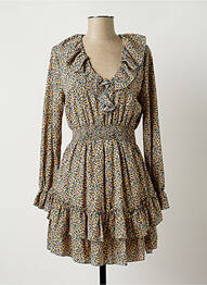 Robe courte coupe évasée manches longues beige CHERRY PARIS femme