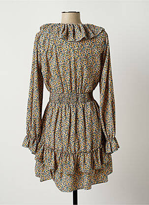 Robe courte coupe évasée manches longues beige CHERRY PARIS femme