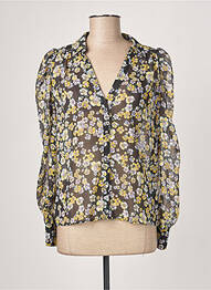 Chemisier imprimé fleurs manches longues noir MORGAN femme