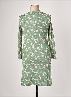 Robe mi-longue imprimé fleurs manches longues vert MD'M femme