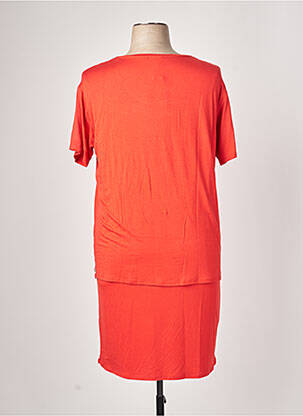Robe mi-longue manches courtes manches courtes rouge YERSE femme