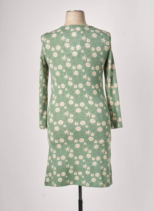 Robe mi-longue imprimé fleurs manches longues vert MD'M femme