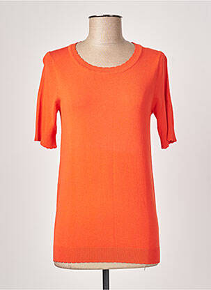 Pull stretch manches courtes orange FRANSA femme