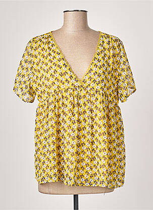 Blouse légère et transparente manches courtes jaune GOA femme