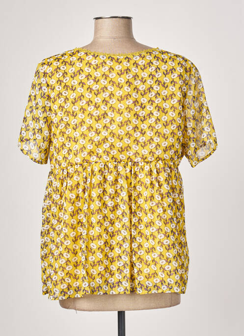 Blouse légère et transparente manches courtes jaune GOA femme