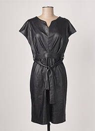 Robe mi-longue fermeture zippée au dos manches courtes noir FIFILLES femme