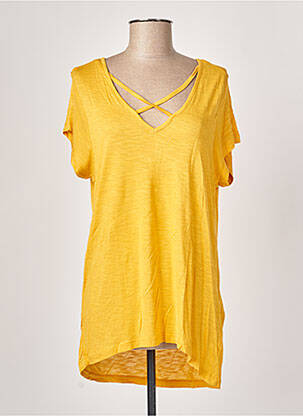T-shirt col v manches courtes jaune TIFFOSI femme