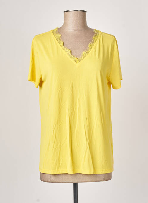 T-shirt col v manches courtes jaune FRANSA femme