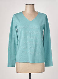 Pull col v manches longues bleu TRIPODE femme