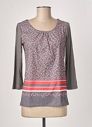 Top imprimé fantaisie manches 3/4 gris C'EST BEAU LA VIE femme
