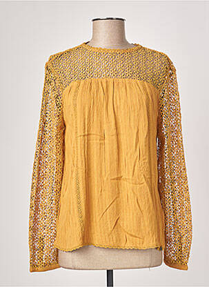 Blouse légère et transparente manches longues jaune SUPERDRY femme