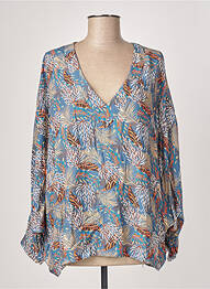 Blouse imprimé fantaisie manches longues bleu PAKO LITTO femme
