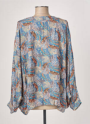Blouse tissage popeline manches longues bleu PAKO LITTO femme