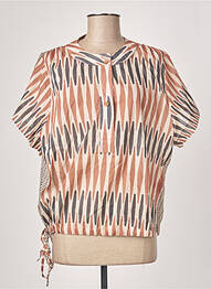 Blouse imprimé fantaisie manches courtes marron GEISHA femme